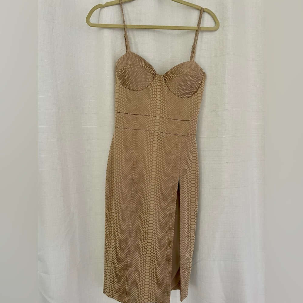House of CB midi nude snakeskin high slit XS